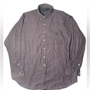 Ralph Lauren Men’s XL Button Down Shirt Blair Plaid Red Cotton Vintage Pony‎